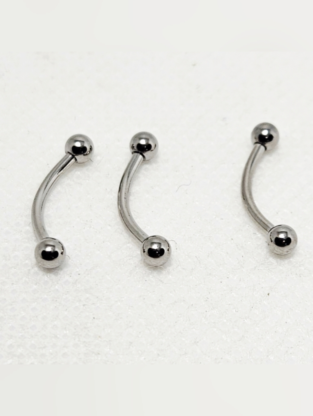 3 Curved Bars 16GA - 1.2MM Length 3/8"  3mm Ball Surgical Steel Body Jewelry